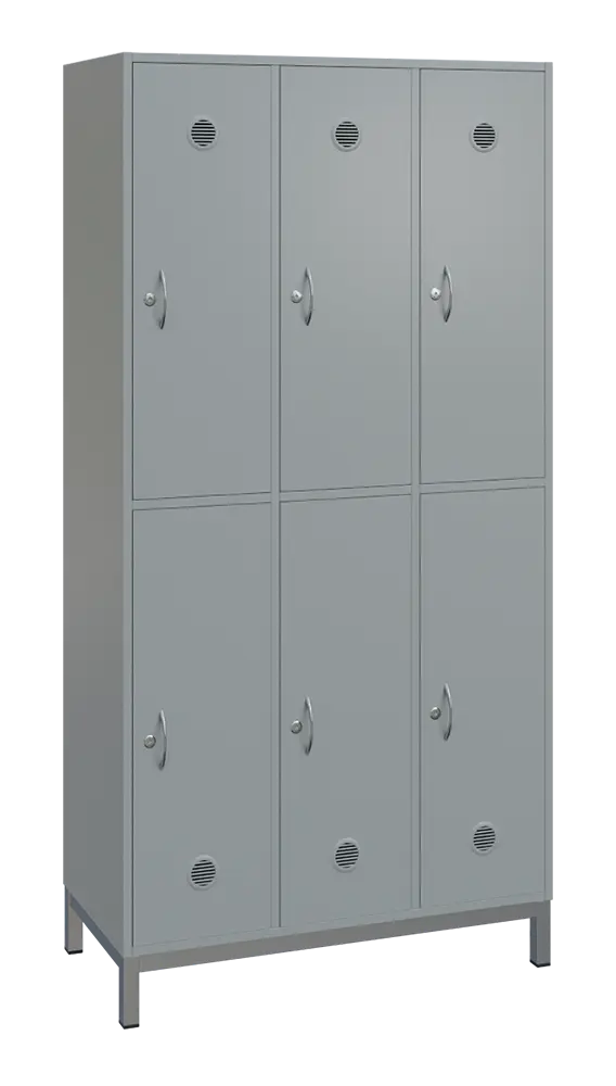 SBS-2233 šatní skříň 6-boxová, 1800x900x400 mm, kovové nohy, šedá